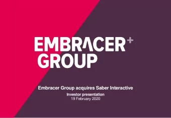 Embracer Group acquires Saber Interactive  Investor presentation  19 February 2020  Saber