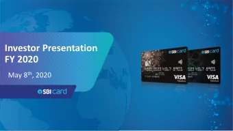 Investor Presentation  FY 2020 May 8 th , 2020  1  Performance Highlights   PAT  1,245 Cr YoY