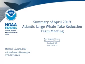Summary of April 2019  Atlantic Large Whale Take Reduction  Team Meeting  Greater Atlantic