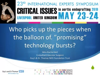 the balloon of. promising  technology bursts?  Miss Rachel Bell  Consultant Vascular Surgeon