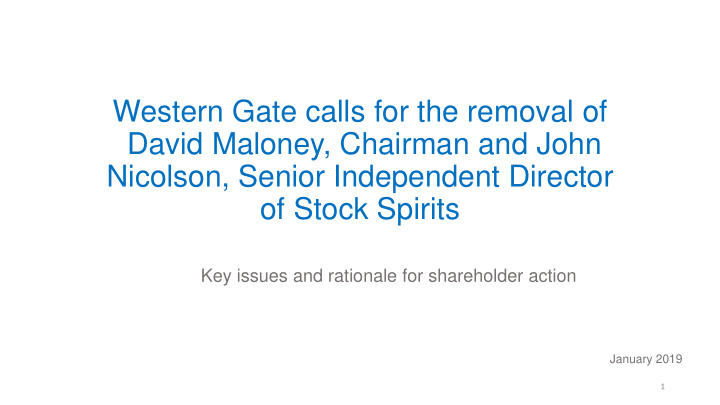 western gate calls for the removal of david maloney