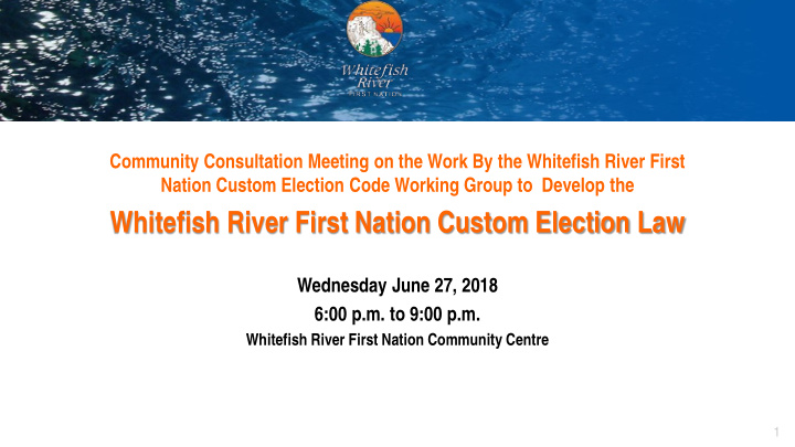 whitefish river first nation custom election law