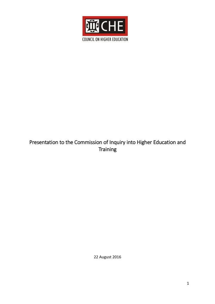 presentation to the commission of inquiry into higher