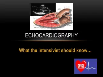 ECHOCARDIOGRAPHY What the intensivist should know  OVERVIEW  Background  Why ECHO?