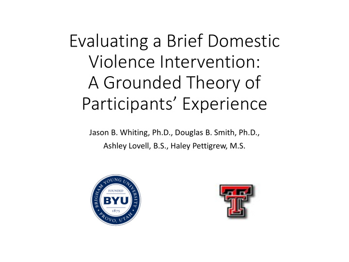 evaluating a brief domestic violence intervention a