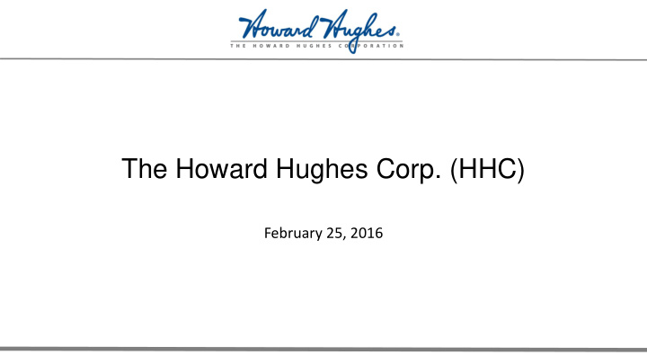 the howard hughes corp hhc