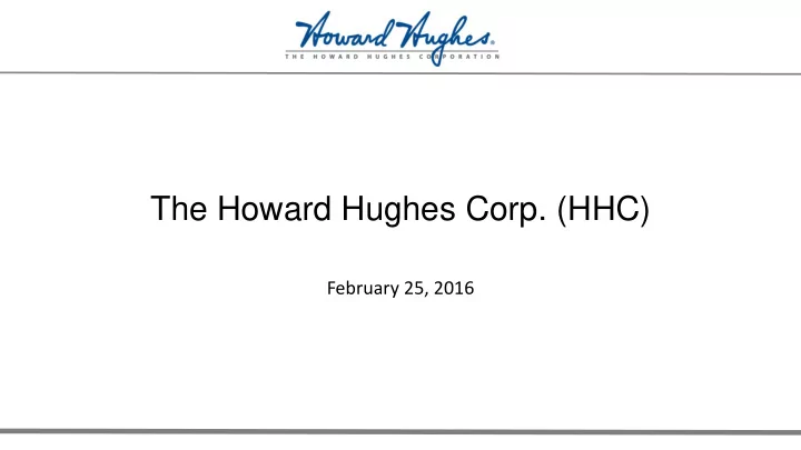 the howard hughes corp hhc