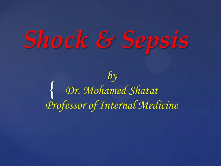 shock amp sepsis