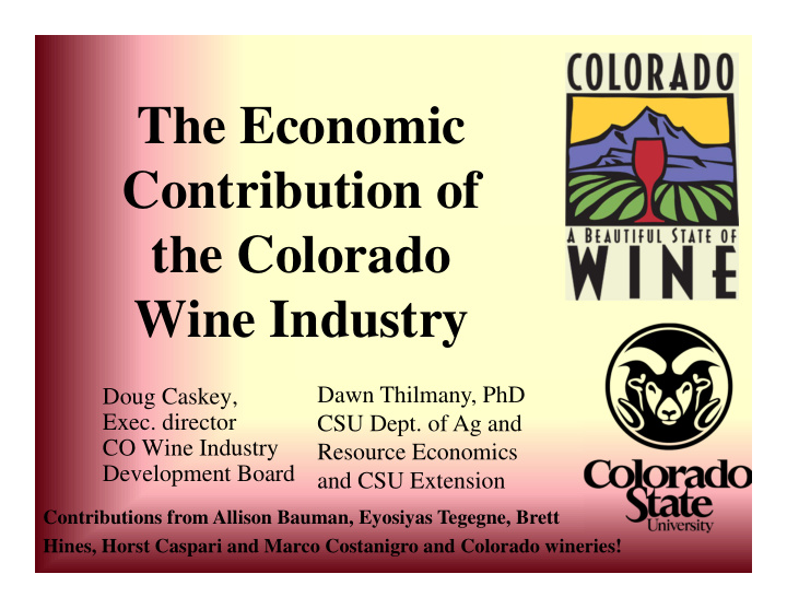 the economic contribution of the colorado wine industry