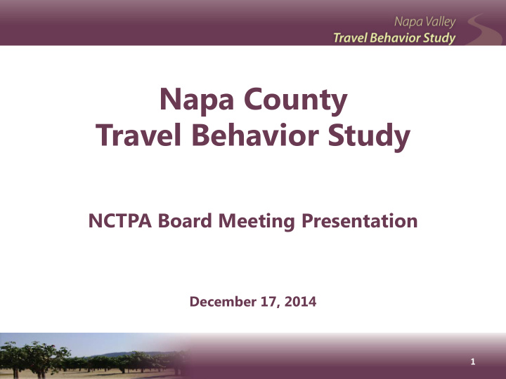 napa county travel behavior study