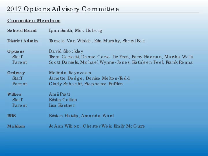 2017 optio ns adviso ry co mmitte e