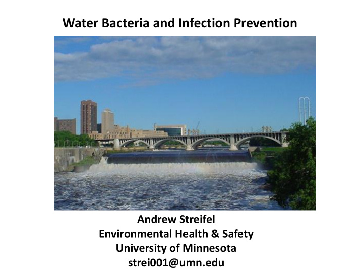 water bacteria and infection prevention