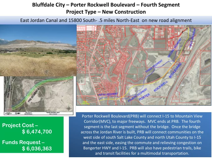 bluffdale city porter rockwell boulevard fourth segment