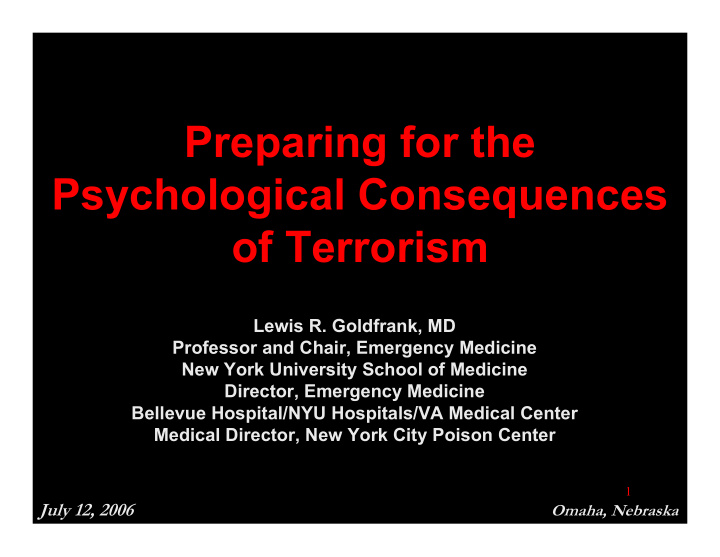 preparing for the psychological consequences of terrorism