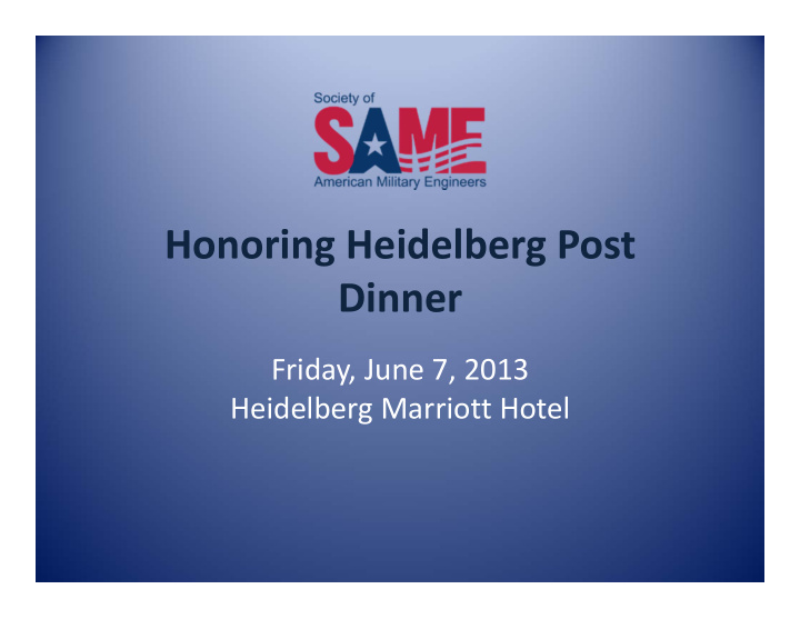 honoring heidelberg post dinner