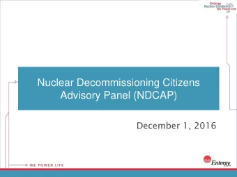 Advisory Panel (NDCAP)  December 1, 2016  Introductions  Joseph R. Lynch  Sr. Manager, Government
