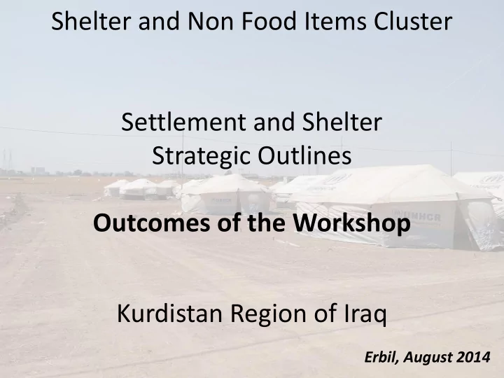 settlement and shelter strategic outlines outcomes of the
