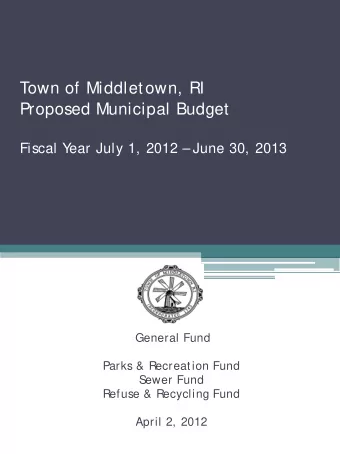 Town of Middletown, RI  Proposed Municipal Budget  Fiscal Y  ear July 1, 2012  June 30, 2013