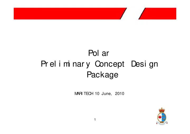 pol ar pr el i m i nar y c oncept d esi gn package