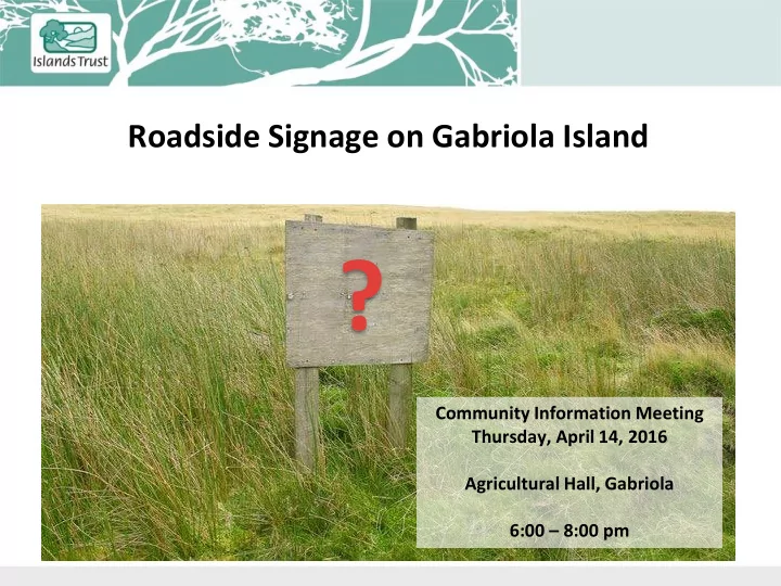 community information meeting thursday april 14 2016