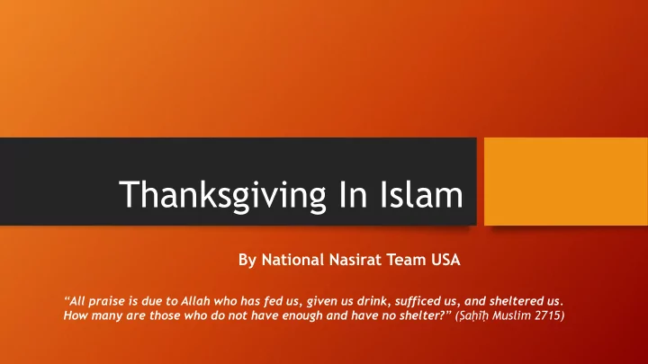 thanksgiving in islam