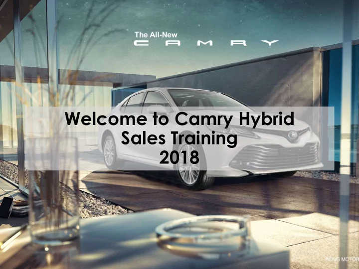 welcome to camry hybrid