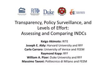 Transparency, Policy Surveillance, and  Levels of Effort:  Assessing and Comparing INDCs Keigo