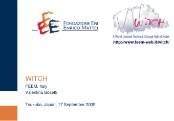 WITCH  FEEM, Italy  Valentina Bosetti  Tsukuba, Japan, 17 September 2009  Key Design