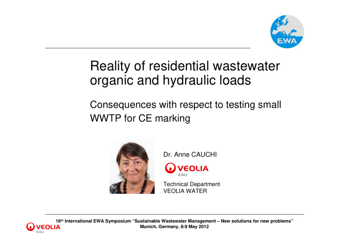 reality of residential wastewater organic and hydraulic