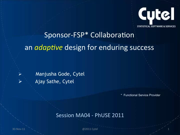 sponsor fsp collabora0on