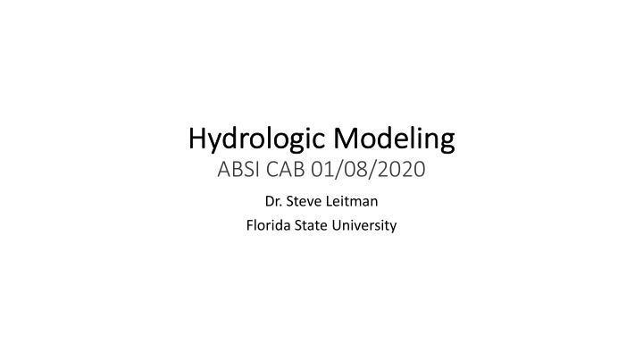 hy hydr drolo logic ic m modeling deling