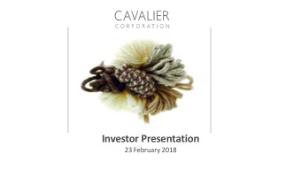 Investor Presentation  23 February 2018  AGENDA  Our Company  Resetting Our Business  Half Year