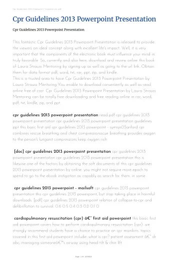 Cpr Guidelines 2013 Powerpoint Presentation  Cpr Guidelines 2013 Powerpoint Presentation  This