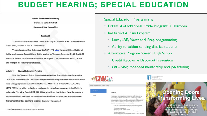 budget hearing special education