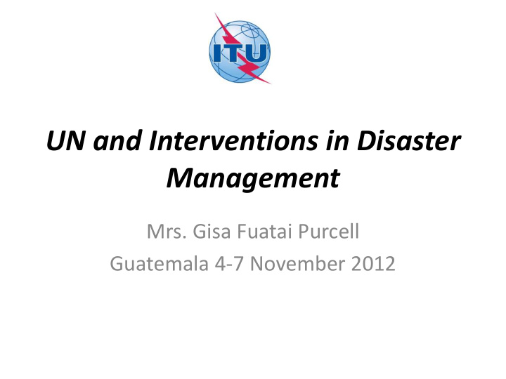 un and interventions in disaster management