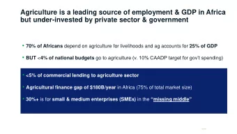 Agriculture is a leading source of employment &amp; GDP in Africa  but under-invested by private