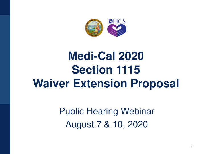 medi cal 2020 section 1115 waiver extension proposal
