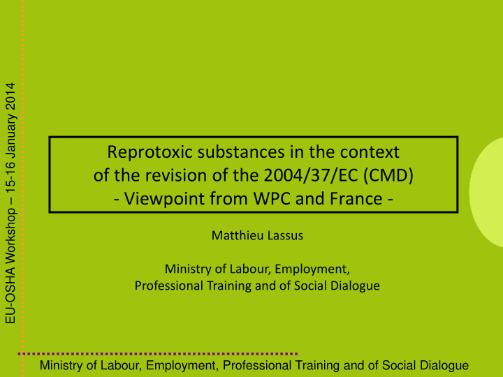 reprotoxic substances in the context of the revision of