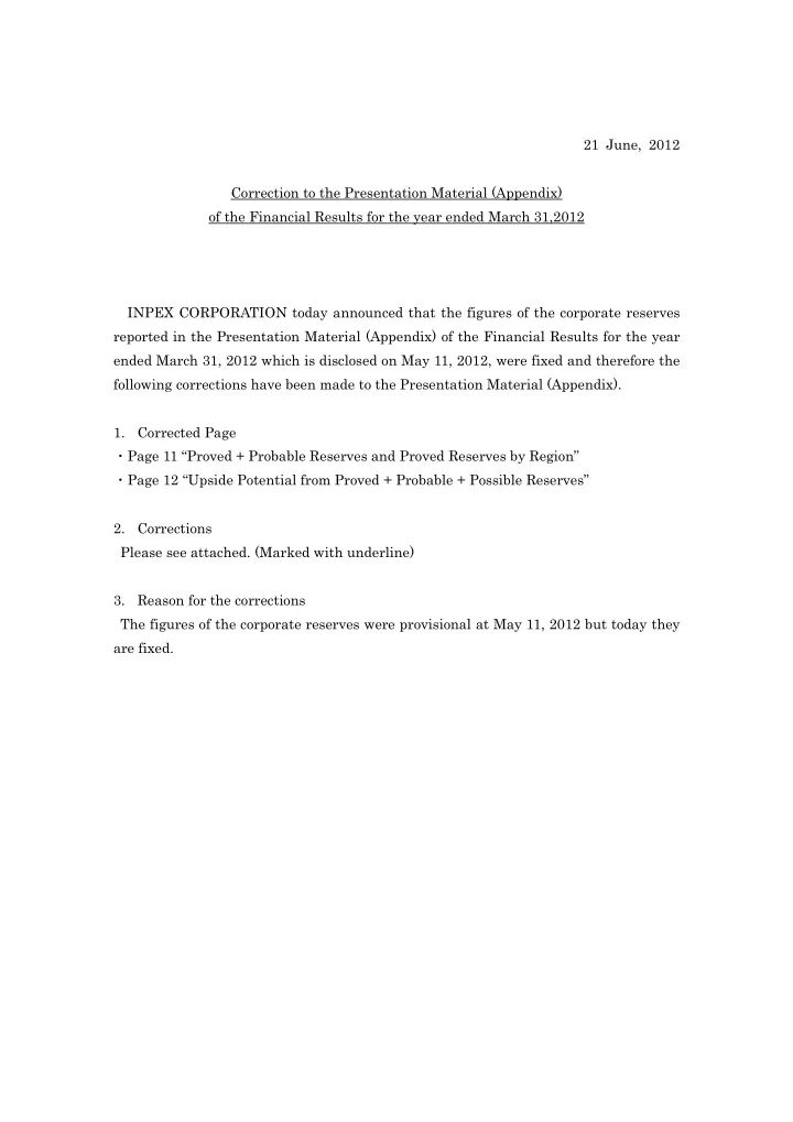 21 june 2012 correction to the presentation material