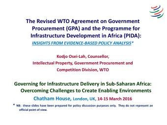 Infrastructure Development in Africa (PIDA):  INSIGHTS FROM EVIDENCE-BASED POLICY ANALYSIS*  Kodjo