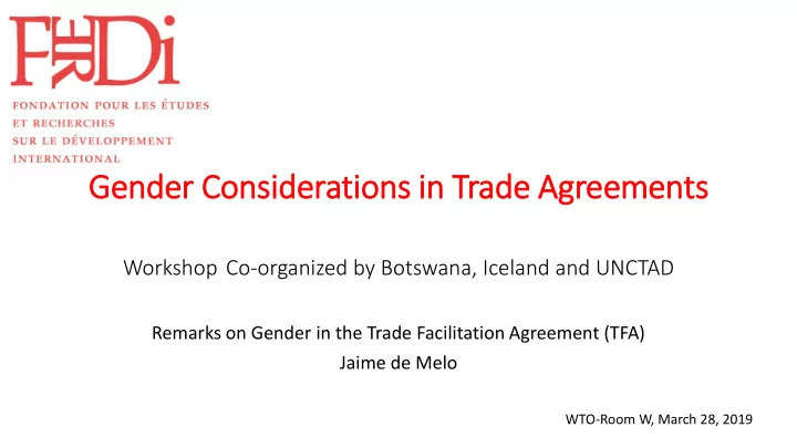 gender considerations in trade agreements