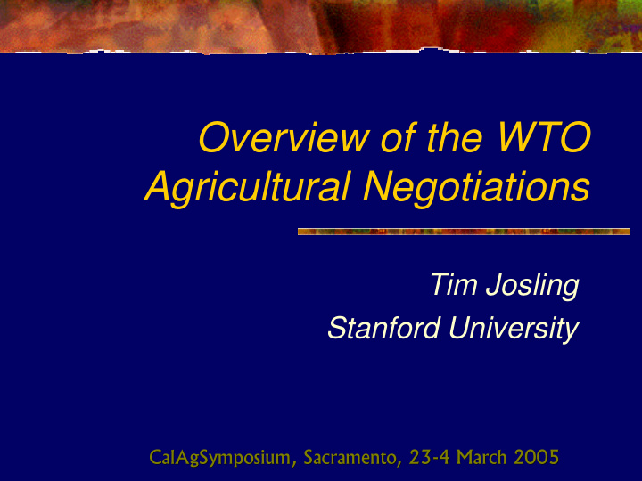 overview of the wto agricultural negotiations