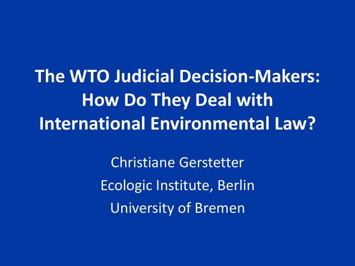 the wto judicial decision makers