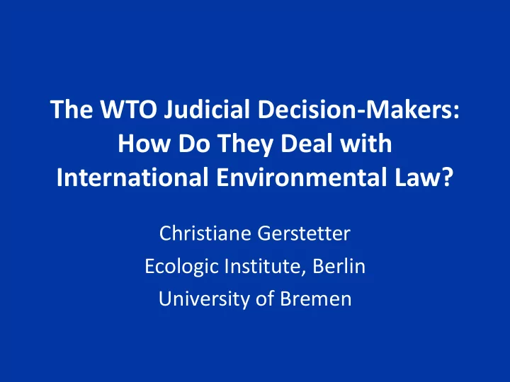 the wto judicial decision makers