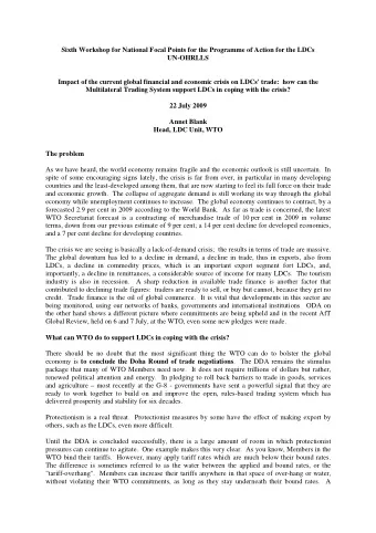 Sixth Workshop for National Focal Points for the Programme of Action for the LDCs  UN-OHRLLS