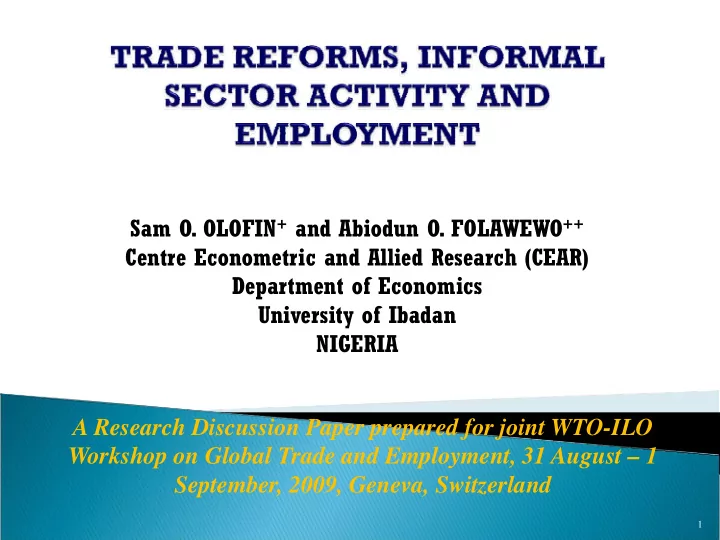 centre econometric and allied research cear department of