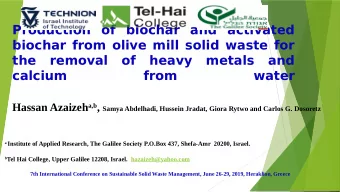 Production of biochar and activated  biochar from olive mill solid waste for  the removal of heavy
