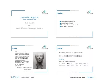 iCSC 2011  Lecture 1  3-4 March 2011, CERN  Computer Security Theme  Understanding Cryptography