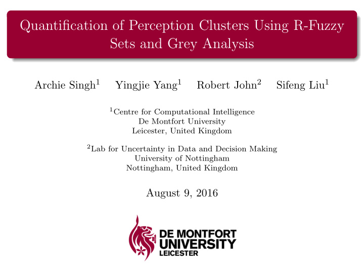 quantification of perception clusters using r fuzzy sets