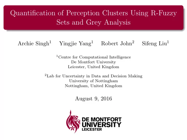 quantification of perception clusters using r fuzzy sets